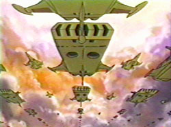 The earth garrison forces descending upon planet Heavy Meldar.