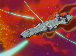 (Probably) Captain Leotard's battleship getting shot all full o' holes.